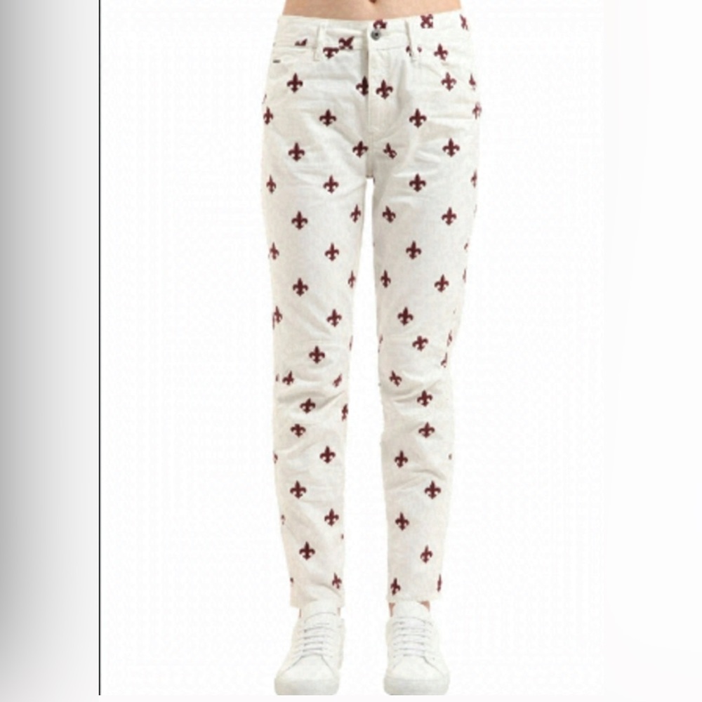 G star raw Pharell Williams fleur de Lys print mid boyfriend women's jeans 25